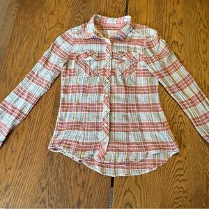 We The Free Multicolor Plaid Boho lightweight Top Free People Women’s XS Western